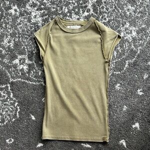 Free People Olive Green Short Sleeve Top